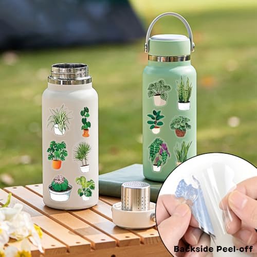50pcs Plants Stickers Scrapbook, Self-Adhesive Waterproof Vinyl Sticker for Laptops, Aesthetic Decor Journal Stickers Planner Accessories for Luggage, Water Bottles