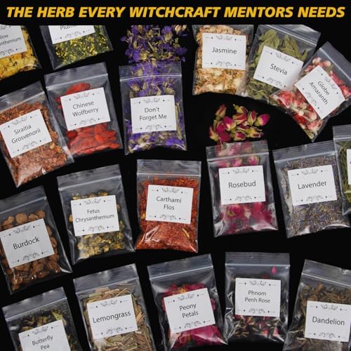 Witchcraft Supplies Herbs Kit, Dried Flowers for Witch Beginner, 70 Pack