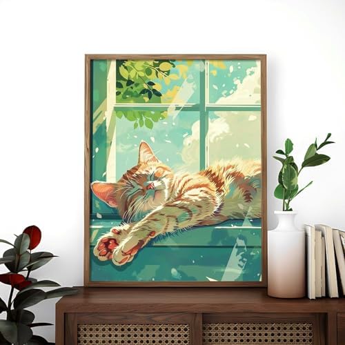 Alptiny Sleeping Cat Paint by Numbers Kit for Adults Beginner, 16x20 Inch