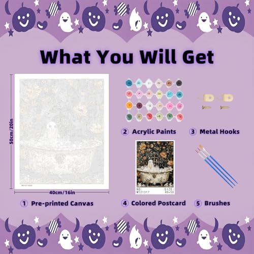 Arttoplus Halloween Paint by Numbers Kit for Adults Beginner 16x20 inch