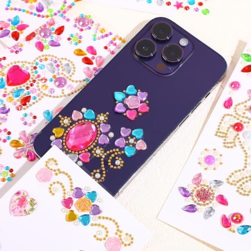 Gem Stickers for Crafting, Face, Eye, and Body Makeup, DIY Decoration, Kids' Rewards (Gem Stickers G (8 Sheets))