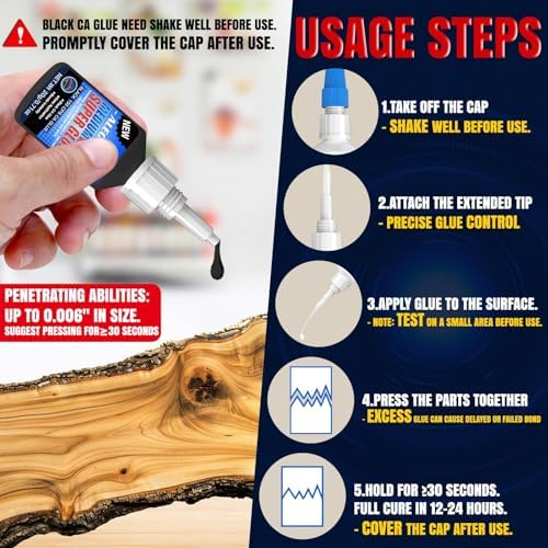 ALECPEA Black CA Glue 20g 150CPS Medium Super Glue for Wood & Leather
