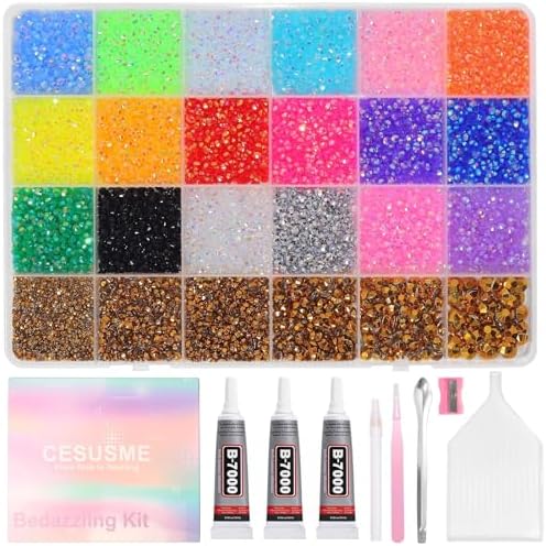 28000 Pcs Color Rhinestones Bedazzling Kit, Gold Resin Gems for Crafts
