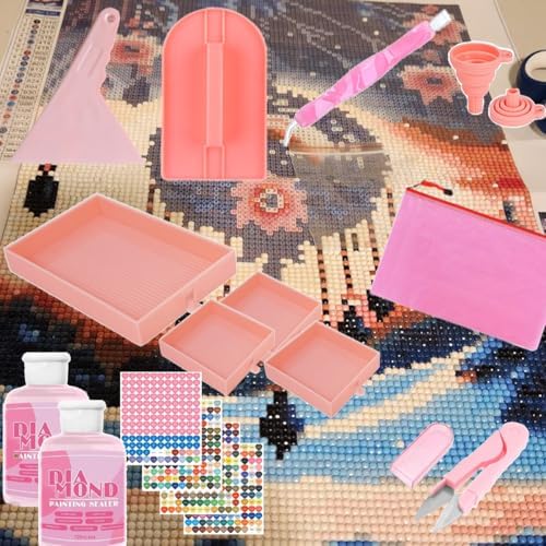 XEUZK All-Inclusive Diamond Art Accessories Kit with A3 DiamondPainting Light Pad Kit, Light Board for Painting Accessories, Bead Organizers & 5D Painting Tools Set for Full Drill & Partial Drill Art