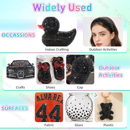 Black Jelly Resin Rhinestones 2-6mm, 28Grid Flatback Kit for Bedazzling Kit