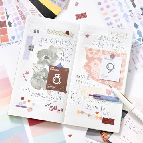 Prstincol Cute Sticker Book，30 Sheets Glitter Aesthetic Decorative Stickers for Scrapbooking,Stars Heart Letter Glitter Self-Adhesive Stickers for Photocards, Journal,scrapbook（Lightly Salted）