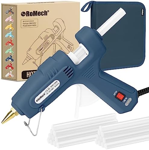 RoMech 60/100W Dual Temp Hot Glue Gun and Sticks Set, Full Size with Case