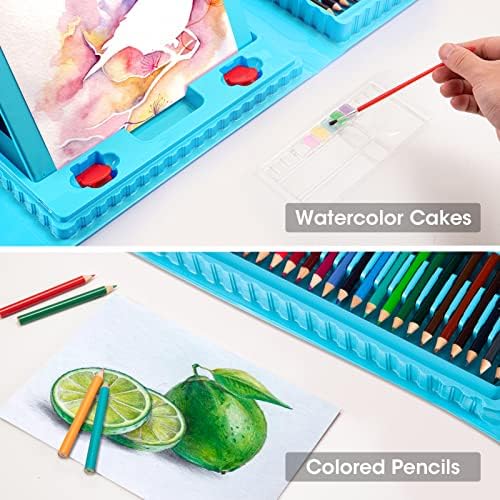 VigorFun Art Supplies, 240 PCS Drawing Art Kit, Gifts Art Set Case, Blue