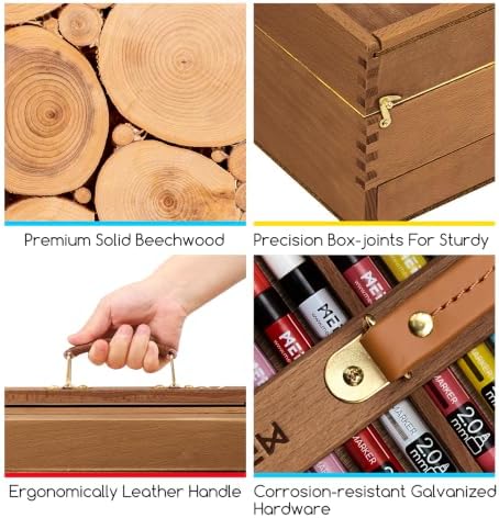 MEEDEN Wooden Tool Storage Box: Portable Beech Wood Art Supplies Organizer