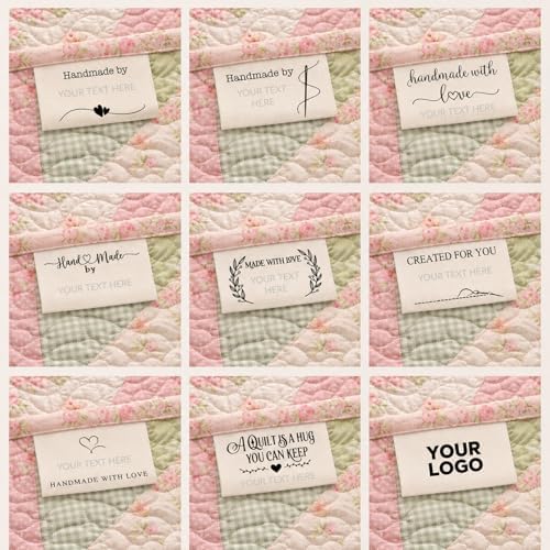 Custom Cotton Tags for Handmade Items, Personalized Sewing Labels for Quilting & Knitting, Handmade & Crafts, Clothing Name Tags with Logo, 100% Cotton, Machine Washable, 40×50mm (Cotton Tag)