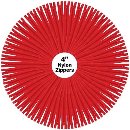 Mandala Crafts 100 PCs Red Closed-End 4 Inches Nylon Zippers for Sewing