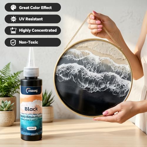 Black Epoxy Resin Pigment Paste 3.4 fl.oz/100ml High Concentrated Resin Dye for Resin Art River Table Jewelry Making Coasters