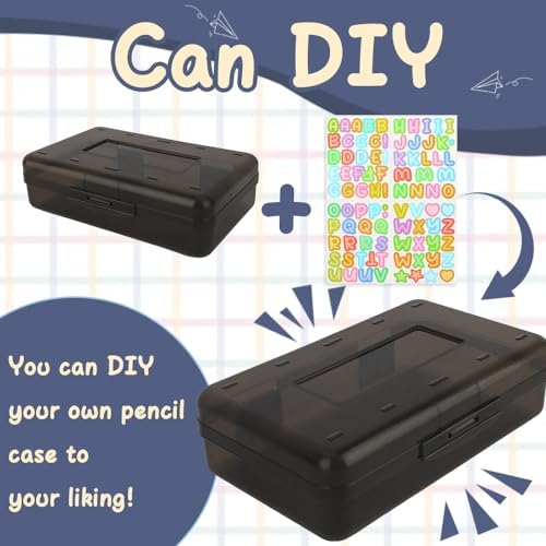 Grey Clear Pencil Case Plastic Hard Pencil Box Crayon Box Organizer 1 Pack Office Supplies Storage Container Organizer Boxes for Boys for Pens Crayon School Stylish Art Office Supplies Storage Medium