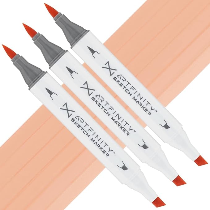 Artfinity Sketch Markers - Set of 3 - Light PEach YR3-2, Vibrant, Professional, Dye-Based Alcohol Markers for Artists, Drawing, Travel, & More