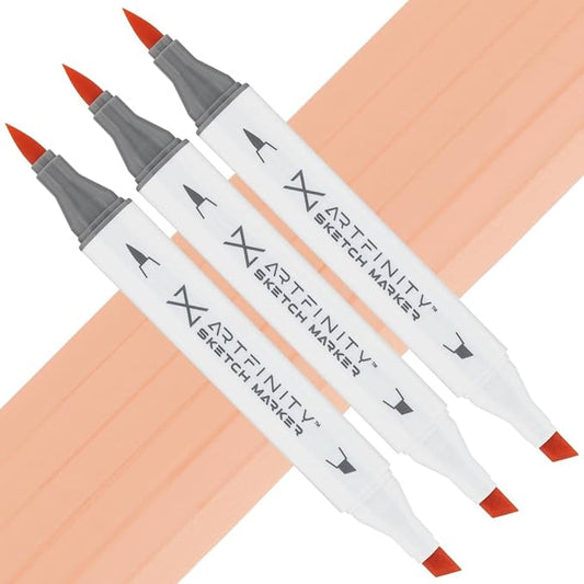 Artfinity Sketch Markers - Set of 3 - Light PEach YR3-2, Vibrant, Professional, Dye-Based Alcohol Markers for Artists, Drawing, Travel, & More