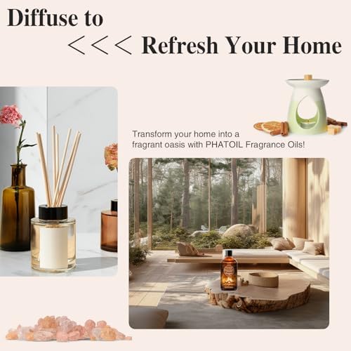 PHATOIL 3.38FL.OZ Fireplace Embrace of Warmth Fragrance Oils for Aromatherapy, Essential Oils for Diffusers for Home, Perfect for Diffuser, Yoga, Skin Care, DIY Candle and Soap Making - 100ml | Long Lasting Scented Oils For Humidifier, Air Freshener, D...