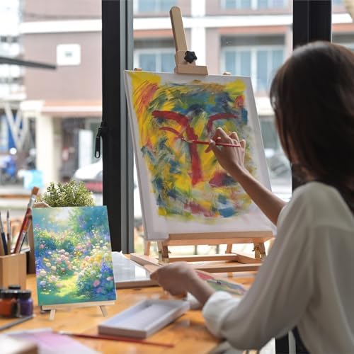 MotiMind 36 Pcs 8 x 10 Mini Canvas and 9" Easel Set Bulk for Paint Party