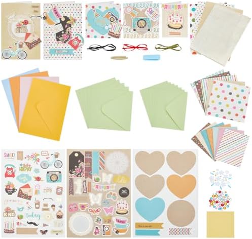 AHANDMAKER Paper Card Making Kits 16 Blank Greeting Cards Envelopes Colorful Birthdays Cards for Weddings, Teachers, Parents, Christmas, Gift Giving, Light Brown