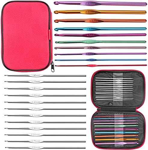 URWOOW 100 Pcs Crochet Hook Set with Yarn Knitting Needles