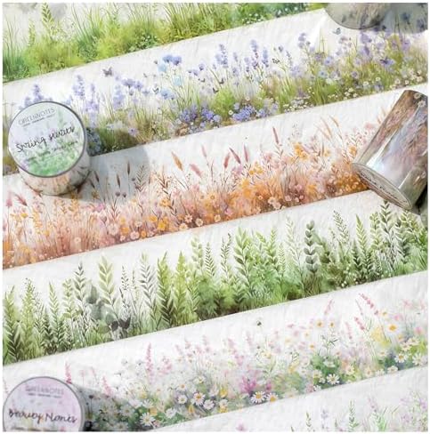 PET Tape Stickers for Scrapbooking Supplies,Plants Stickers for Journaling