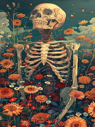 Meothan Diamond Art Kits for Adults Skeleton Diamond Painting Kit 12x16in