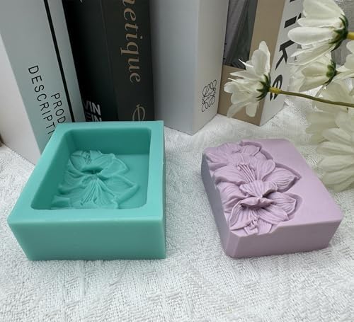 Lily Flower Soap Mold Pretty Flower Soap Silicone Mould for Handmade DIY Soap Making Lotion Bars Scented Candles Resin Crafts Aromatherapy Gypsum Moulds Cake Ice Cube Molds