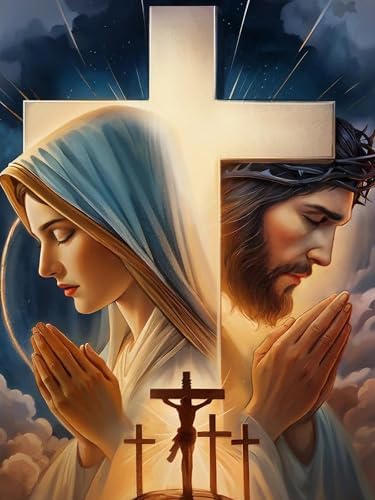 Benjenes Jesus Diamond Art Kits for Adults Religious Cross Diamond Painting