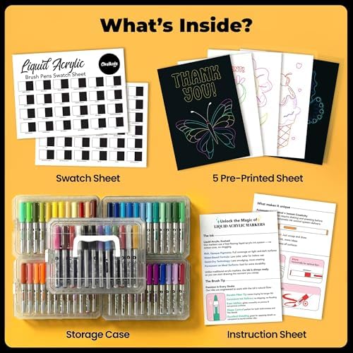 Chalkola 60 Acrylic Brush Markers - Waterproof Paint Pens for Rock Painting