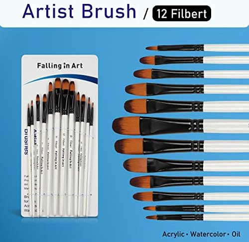 Falling in Art 48 PCS Painting Brushes Sets, Artist Paintbrushes