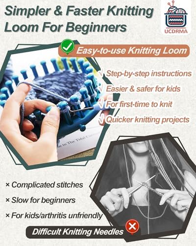 UCDRMA Knitting Looms for Beginners, Crochet Loom Knitting Kit with Step-by-Step Instructions, Cost-Effective 3 Size Round Knitting Loom, Easy & Quick Hat Knitting Loom Set/Scarf Loom Knitting Set