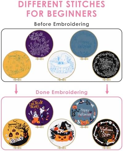 TINDTOP Halloween Embroidery Kit for Adult, Embroidery DIY Starter Kit