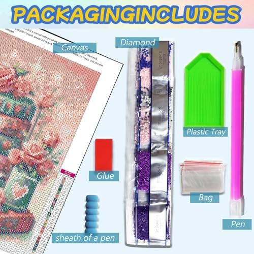 Dugsmgd Book Diamond Art Kits for Adults, Pink Diamond Painting 14x14in