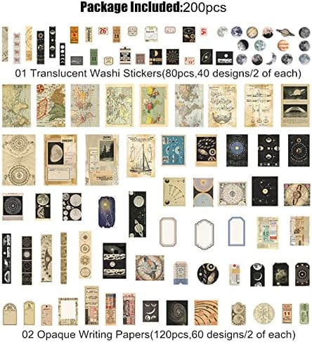 Esweny 200PCS Vintage Scrapbooking Supplies Kit for Journaling, Scrapbook Sticker Paper Pack for Junk Journal Planners Aesthetic Cottagecore Room Decor Wall Art Collage Album