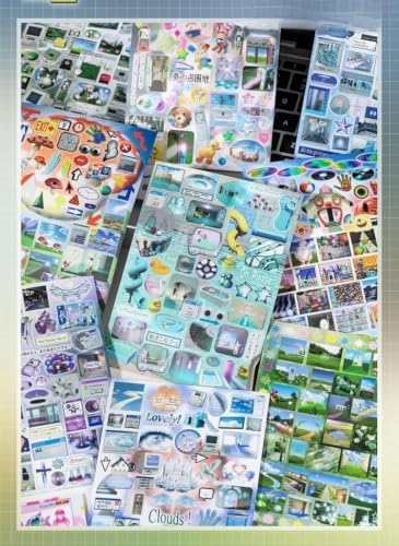 Dreamcore Y2K Retro Sticker Book, 27 Sheets Stickers, Epoch of Blur