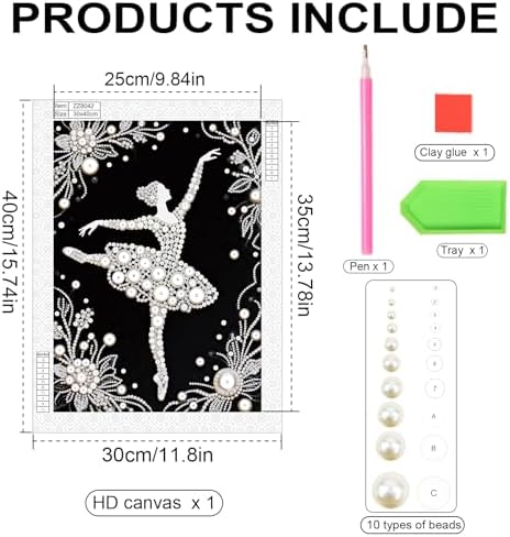 WSLWXSHM Pearl Diamond Painting Kits for Adults Ballet Girl, 5D Special Shape Diamond Art Kits for Beginners, Crystal Rhinestones Diamond Painting for Home Wall Decoration Gift 12×16inch/30×40cm, Lady