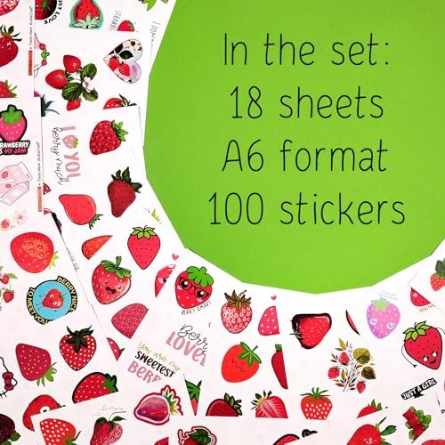 100Pcs Strawberry Stickers & Laptop Decals - Strawberry Birthday Party Decorations, Gifts for Women & Men