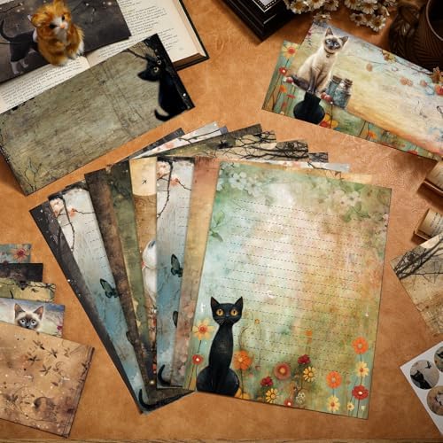 TaoBary 160 Pcs Kitten Stationery Paper and Envelopes Set, 8.5 x 11''