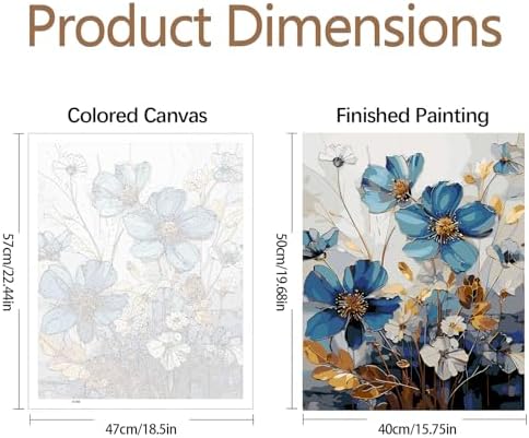 JATOK Paint by Numbers Kit for Adults, Blue Floral Elegance, 16 x 20 in