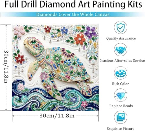 Sea Turtle Diamond Art Kits for Adults, DIY Special Shape Diamond Painting