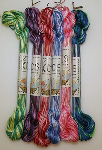 KCS Big skeins of 25 Meters Size 25 Color Variegated Cross Stitch Stranded Threads,6 skeins,03