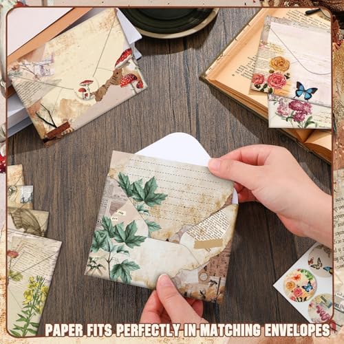 TaoBary 160 Pcs Nature Vintage Stationery Paper and Envelopes Set