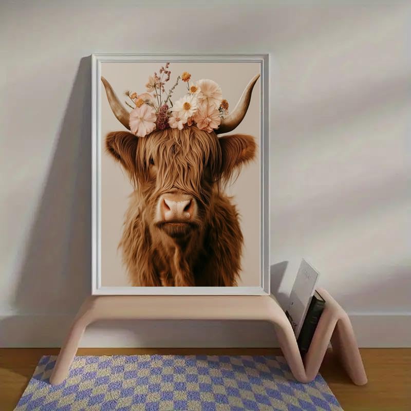 Canrichshop Cow Adult Paint by Number Kits,Highland Cow DIY Acrylic Painting by Numbers Without Frame,Easy Oil Adult Paint by Numbers on Canvas for Decor 16x20inch