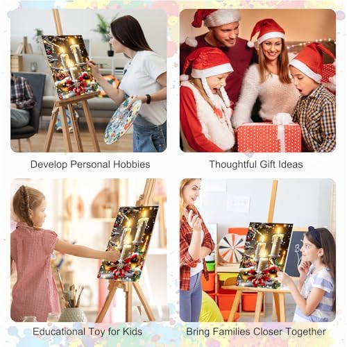 SENQAO Candles Paint by Numbers for Adults Beginners Framed, Christmas Adults' Paint-by-Number Kits, Adult Paint by Number Kits on Canvas, Acrylic Number Painting for Home Decor, 8x12inch
