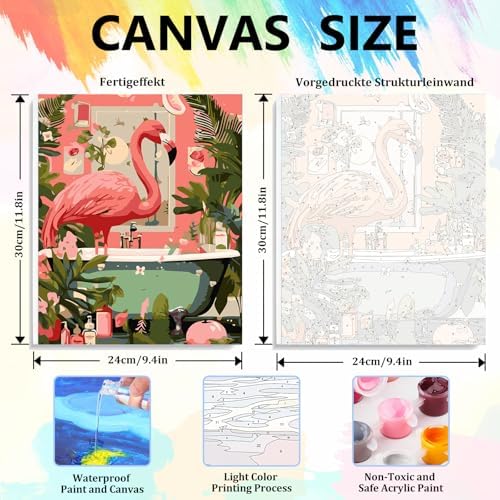 4 Pack Animals Framed Paint by Numbers Kit for Adults, 10x12 inch