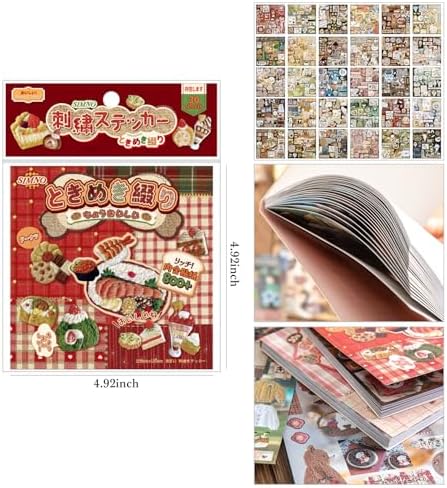 Girl's Japanese Retro Sticker Book, Animal and Plant Theme - 800+ Cute Old Showa Style Embroidered Stickers, for DIY Scrapbooking Journaling Handbook Decoration