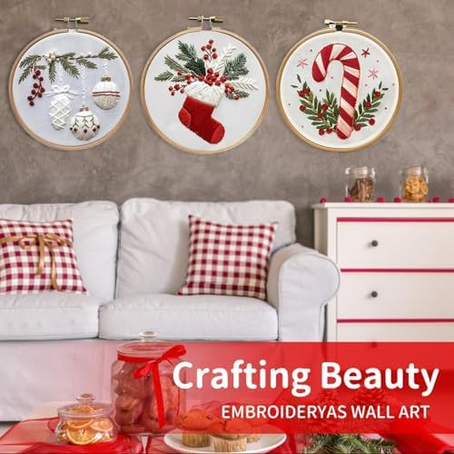 Christmas Embroidery Kits for Adults, Beginner DIY Embroidery Starter Kit