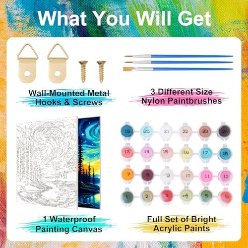 ZTOTZ Paint by Number Kits for Adults Aurora, Starry Night Paint by Numbers Christmas Gift Canvas,Moonight Paint by The Numbers for Adults for Decor