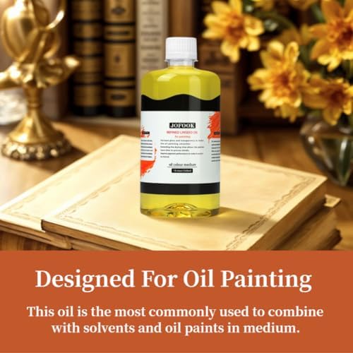 JOFOOK Refined Linseed Oil 550ml – Thinner Medium for Oil Paintings & Art