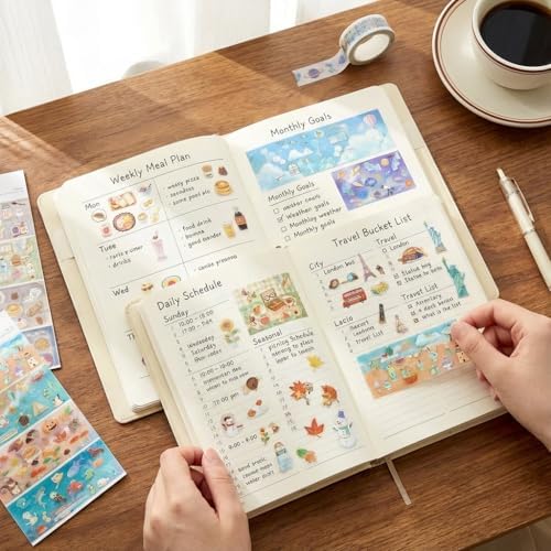 Japanese Planner Stickers, Gold Foil Washi Stickers, 12 Sheets