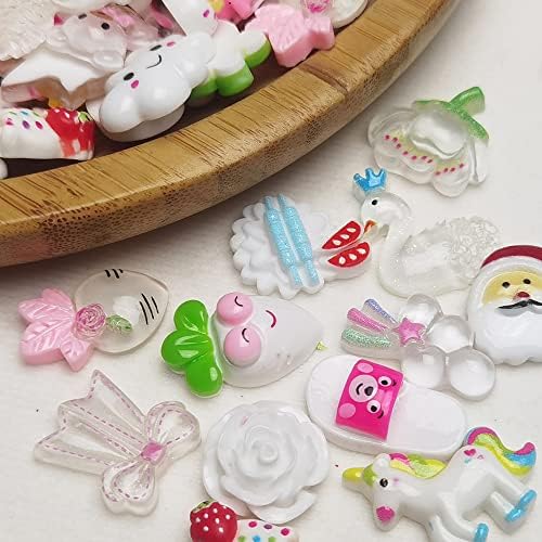 LibiIine 100pcs Mix Lots White Flatback Resin Buttons Flat Back Scrapbooking Resin Flatback Craft (White)